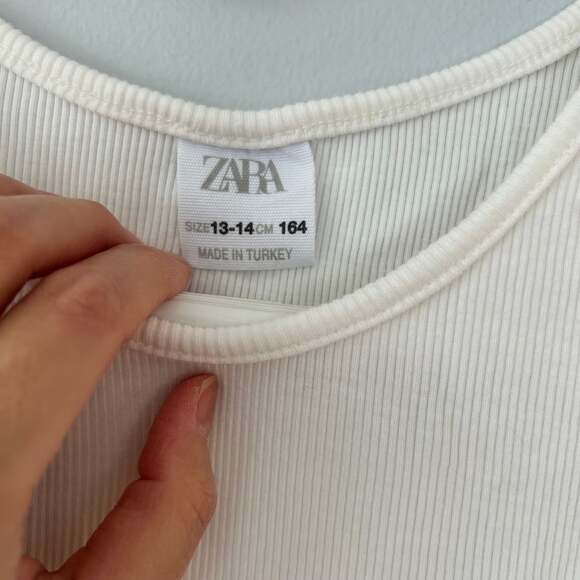 ZARA Girls White Balloon Hem Dress 13-14 / 164 cm Sleeveless Cotton Blend D52 - Picture 2 of 5